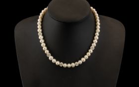 9ct Gold Clasp Pearl Necklace, Wonderful Quality and Design, Pearls are of Good Quality and Colour.