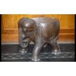 Large Elephant Stool, Carved From A Single Trunk, Realistically Modelled, Height 19 Inches,