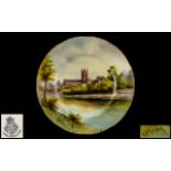 Royal Worcester Large Hand Painted Cabinet Plate of Worcester Cathedral.