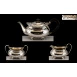George V - Gentleman's Bachelors 3 Piece Sterling Silver Tea Service of Excellent Proportions /
