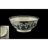 Worcester 1st Period Blue Decorated Bowl Depicting a Bird Sitting on a Branch with Flowers,