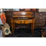 Cherry wood Campaign Type Small Size Writing Desk with a Pull Out Green Leather Writing Slide,