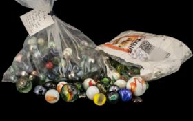 Collection of 500 Marbles Antique/Vintage, mainly glass, opaque, swirls, solid colours, a few metal,