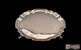 Elizabeth II - Superb Quality Sterling Silver Circular Footed Salver / Tray of Small Proportions.