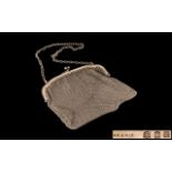 George V - Early Period 1911 - 1936 Ladies Sterling Evening Chain-Mail Purse / Bag with Chain and