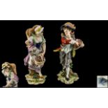 Saxon Porcelain Factory Potschappel Pair of Fine Quality Carl Theme Hand Painted Porcelain Figure.