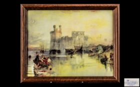 Coalport Hand Painted Plaque of Caernavon Castle After William Turner,