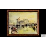 Coalport Hand Painted Plaque of Caernavon Castle After William Turner,