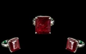 Ruby Ring in 925 Silver with 21ct stone and 0.05ct Diamonds. Please See Photo.