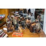 Set of Six Vintage Decorated Resin Figures of a Black Jazz Band, of large size, comprising Piano/