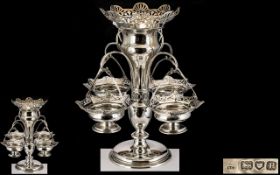 Edwardian Period Wonderful 5 Branch Sterling Silver Centre Piece Epergne,