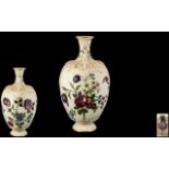 Royal Worcester Superb Hand Painted Ovoid Shaped Porcelain Floral Vase,