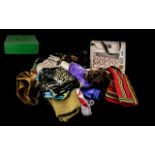 Harrods Box Containing a Collection of 20 Silk & Fine Wool Scarves - to include, Echo, Kreier,