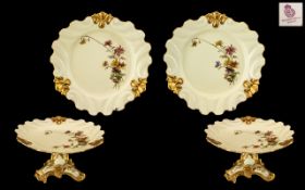 Royal Worcester Special Commission Wonderful Quality Hand Painted Porcelain Set of Matching