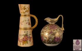 Royal Worcester - Hand Painted Blush Ivory Jug,