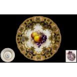 Royal Worcester Hand Painted Fruits Tazza - Pleasing Proportions ' Fallen Fruits ' Stillife -