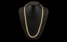 Antique Ivory Necklace. Ivory necklace in bead form, with ivory screw clasp. 22'' in length,
