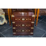 Rosewood Brass Inlayed Indian Colonial Campaign Chest,