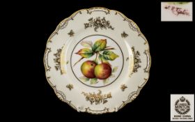 Mintons Cabinet Plate of Fine Quality Painted to the Center with Rosy Red Apples on A Branch,