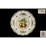 Mintons Cabinet Plate of Fine Quality Painted to the Center with Rosy Red Apples on A Branch,