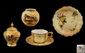 A Collection of Royal Worcester Blush Ivory Pieces ( 5 ) In Total - Various Dates and Sizes.