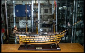 A HMS Victory Interest Scratch Built Model in wood fully detailed throughout.