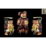 Royal Doulton Trio of Hand Painted Toby Jugs ( 3 ) Comprises 1/ ' Falstaff ' Variation 2/3 Holds