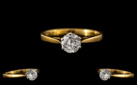 18ct Gold Superb Single Stone Diamond Set Ring. Full Hallmark for 750 - 18ct.