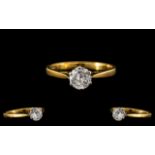 18ct Gold Superb Single Stone Diamond Set Ring. Full Hallmark for 750 - 18ct.