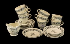 Royal Cauldron Passover Ware Black Litho circa 1950s, comprising tea set for 8 cup/saucer/side