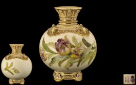 Royal Worcester Superb Quality Globular Shaped Hand Painted Vase,