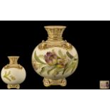 Royal Worcester Superb Quality Globular Shaped Hand Painted Vase,