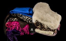 A Box Containing a Collection of Scarves & Wraps, Silk Ties & Pocket Squares - Macclesfield Silk,