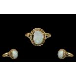9ct Gold Opal Set Ring of Pleasing Design, Opal has Small Chip to Side,