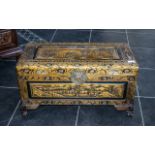 Carved Chinese Camphor Wood Chest,