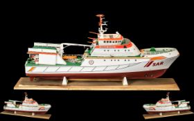 Model Boat of a Lifeboat marked SAR Hermann Marwede on plinth. 25 inches.