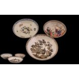 Chinese Famille Rose Bowl and Others. Antique Period Chinese Bowls, Largest being 6 Inches In