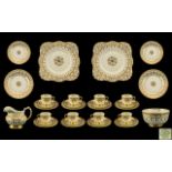 Tuscan China Tea-Set Titled ( Plant ) Decorated Ivory Coloured Glaze with Gilt-Work.