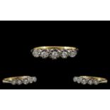 Ladies 18ct Gold and Platinum Attractive 5 Stone Diamond Set Ring - Illusion Setting.