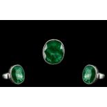 Emerald Ring in 925 Silver with 15ct Stone. Please See Photo.