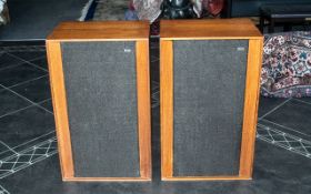 KEF Electronics Pair of Large Professional Teak Cased Hi-Fi Speaker Model Concerto. Serial Num 2889.