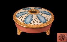 Locke & Co Worcester Hand Painted Porcelain Pot Pouri Dish with Pierced Work Cover In Blue,