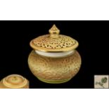 Royal Worcester - Persian Style Blush Ivory Lidded Pot-Pouri With Reticulated Top Cover,