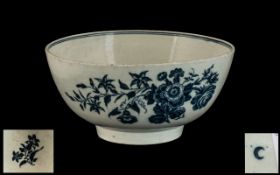 Dr Wall Antique Worcester Blue & White Bowl, decorated to the body in underglazed blue flowers