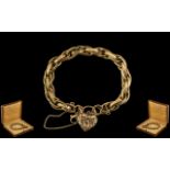 Victorian Period Superb Quality 9ct Gold Ornate / Fancy Link Bracelet with Attached Heart Shaped