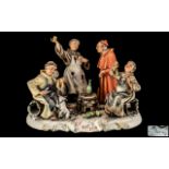 Capodimonte Large and Impressive Group Figure ' A Group of Merry Monks Tasting The Wine From the