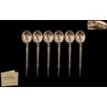 Elizabeth II Replica of The Benwell Sterling Silver Spoon Set of Six In Total.