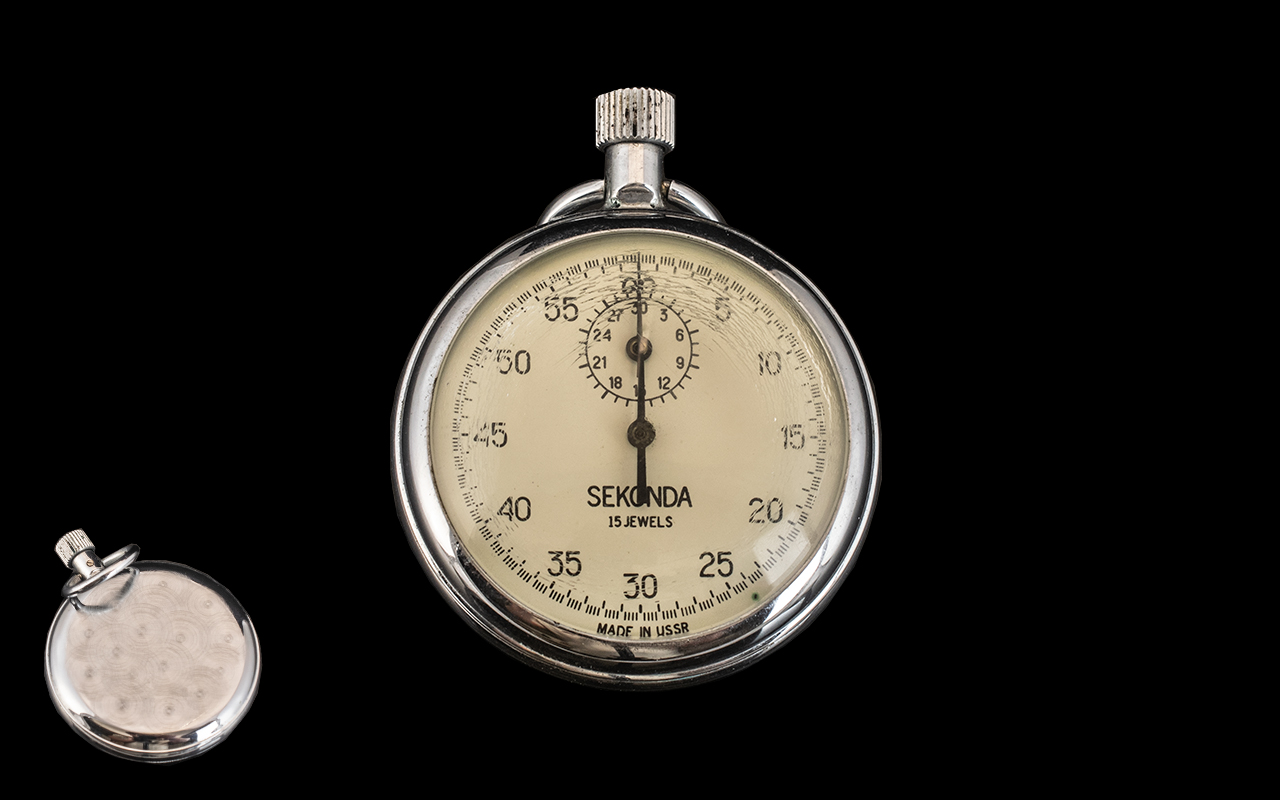 Vintage Sekonda Stop Watch. Sekonda Top Watch Made In USSR, In Full Original Condition, Working at