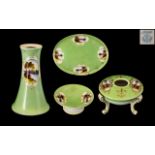 Noritake Fine Quality Hand Painted Ladies ( 4 ) Piece Vanity Set. c.1920's.