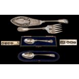 George III Sterling Silver Christening Spoon In Original Shaped Leather Presentation Case.